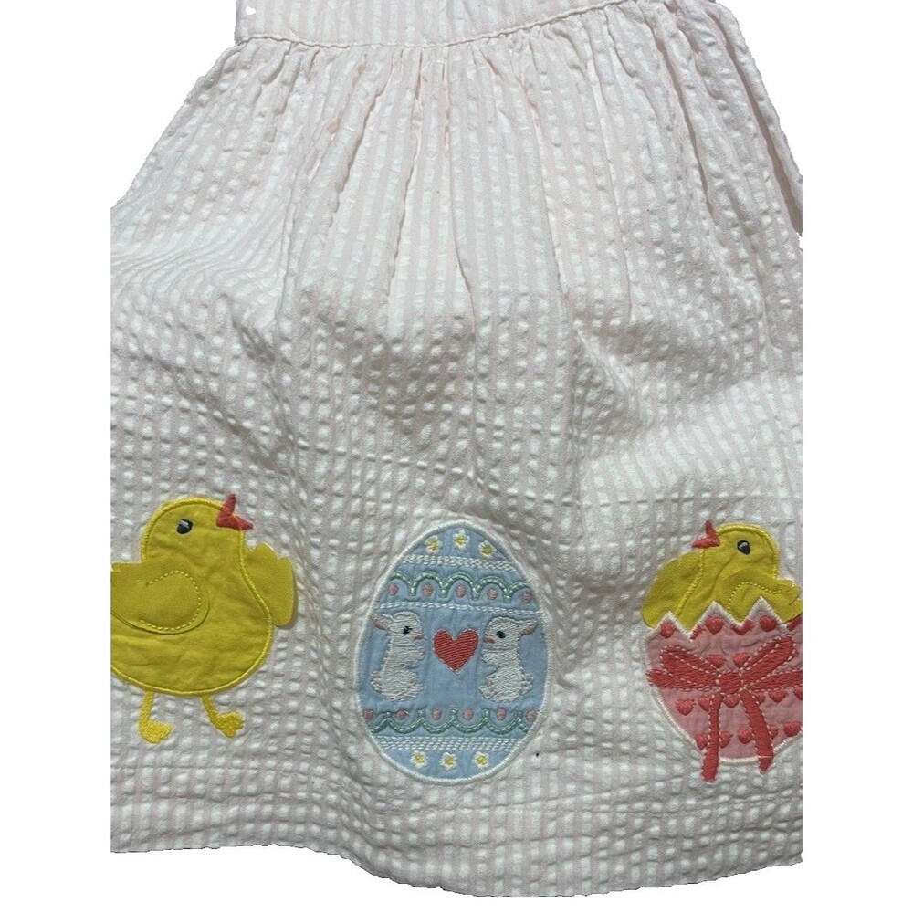Mini Boden Applique Bunny Rabbit Jumper Pinafore Pinnie Dress Size 3-4 Easter - Picture 2 of 3